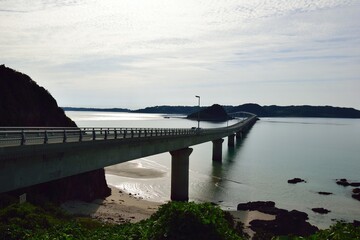 bridge over the river at sunset