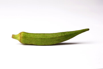 Isolated Okra, Lady's Finger, Bhindi and Bamies on a white background.