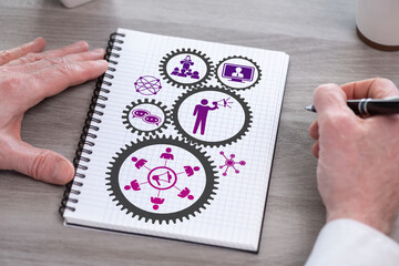 Public relations concept on a notepad