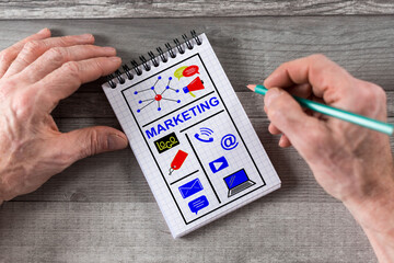 Marketing concept on a notepad