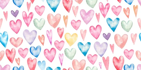 Tapeten Kinderzimmer nahtloses Muster mit Herzen zum Valentinstag, süße Kinderillustration, Druck, Design