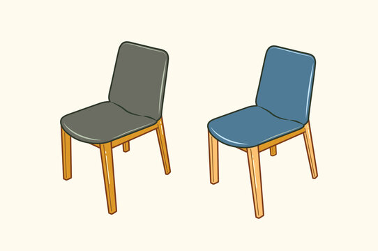Wooden simple elegant chairs in vector illustration art design