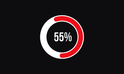 Circle Percentage Diagrams Showing 55% Ready-to-use for web Design, user interface (UI) or Infographic - Indicator with Red