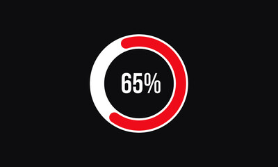 Circle Percentage Diagrams Showing 65% Ready-to-use for web Design, user interface (UI) or Infographic - Indicator with Red
