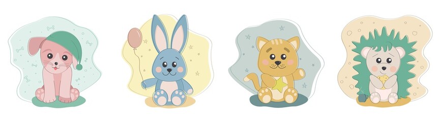 Set of cute nursery pets