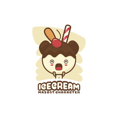cute ice cream ball mascot.