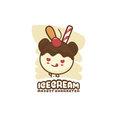 cute ice cream ball mascot.
