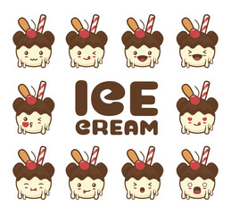 cute ice cream ball mascot. emoticons,
