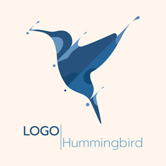 Hummingbird logo vector water cut style