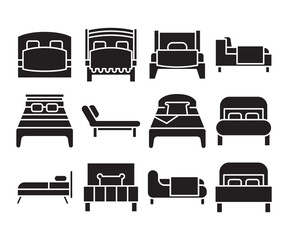 bed and mattress icons set vector