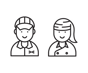 service man and chef profile avatar vector set
