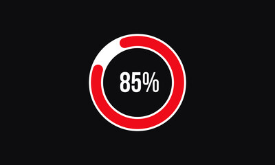 Circle Percentage Diagrams Showing 85% Ready-to-use for web Design, user interface (UI) or Infographic - Indicator with Red