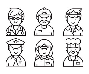 occupation and profession profile avatar vector set