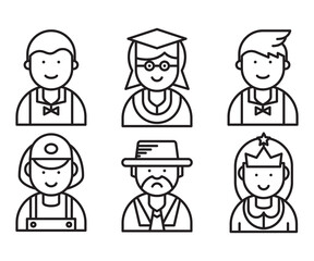occupation and profession profile avatar vector set
