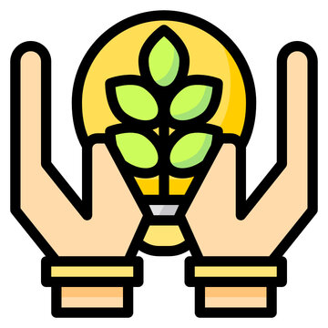 hands holding green plant lightbulb clip art preview