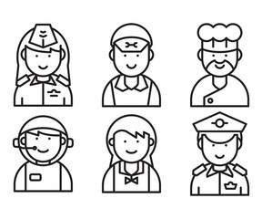 job and profession profile avatar vector set