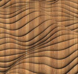 3d illustration. Background image of three-dimensional triangles of the same size, located at different heights, with a shadow and with the texture of natural and painted wood. Wood panel. Render