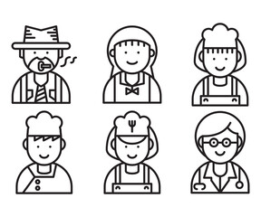 job and profession profile avatar vector set