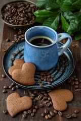 Cup of coffee with  homemade cookies