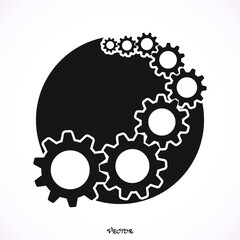 Cogwheel gear mechanism icon. Flat design style. Mechanism silhouette. Simple circle icon. Modern flat icon . Web site page and mobile app design vector element.