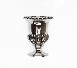silver royal wine goblet isolated on white background