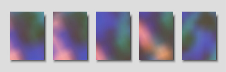 Obraz premium Set of cover templates. Northern Lights. Vector blurred backgrounds for flyers, posters and placards design.