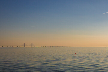 Malmo, Sweden The Oresund Bridge at sunset