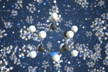 Molecule of piperidine, conceptual molecular model. Scientific 3d rendering
