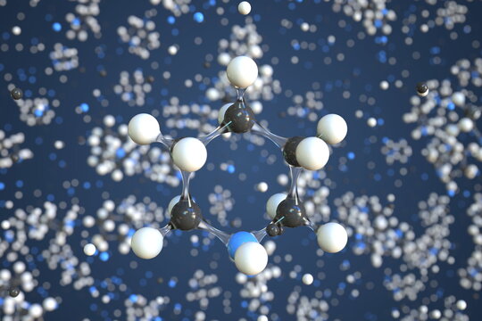 Molecule of piperidine, conceptual molecular model. Scientific 3d rendering © Alexey Novikov