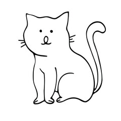 Cat hand drawn outline doodle icon. Domestic animal - cat vector sketch illustration for print, web, mobile and infographics isolated on white background. Doodle cartoon style.