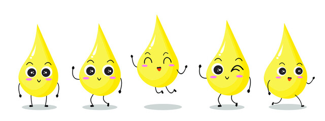 set of funny cartoon drops. for mascot, emoticon, expression, icon, button, cartoon or comic character, element of kids book, application, decoration, and toys design