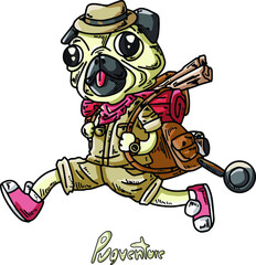 Fototapeta premium pug dog adventure