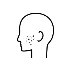 Man silhouette with acne on face. Pimple on face. Illustration vector