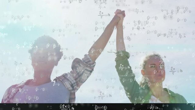 Animation of mathematical equations over happy couple
