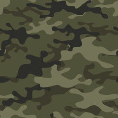 Fototapeta premium Camouflage seamless pattern from spots. Military texture. Abstract camo. Print on fabric and clothing. Vector