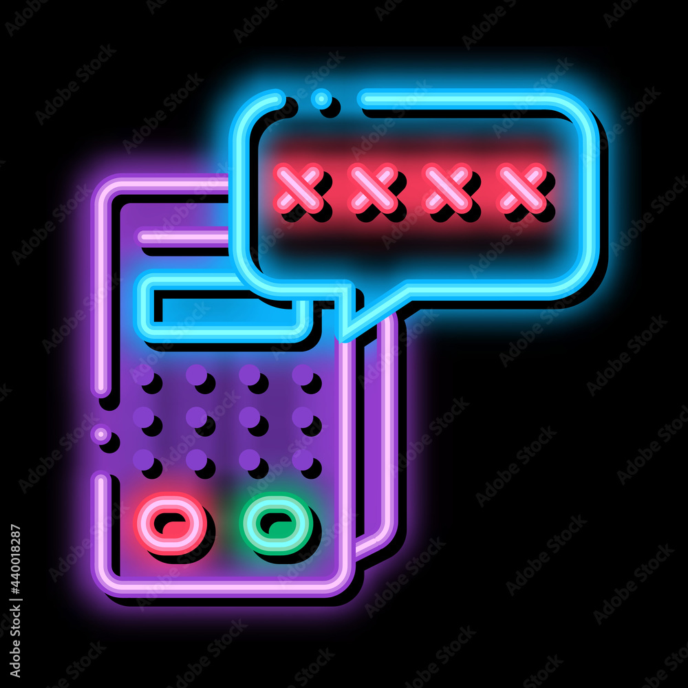 Aufkleber pos terminal pin code neon light sign vector. glowing bright icon pos terminal pin code sign. transp
