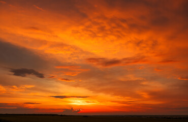 Fantastic beautiful colorful sunrise with cloudy sky. Scenic image of dramatic light in summer weather. Picturesque photo wallpaper. Natural background. Beauty of earth.
