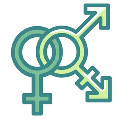 transgender green twotone line icon