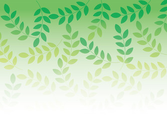 緑のグラデーションと葉の模様の背景イラスト素材
