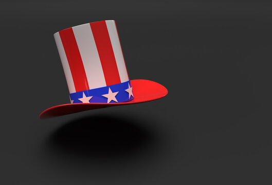 3D Render Cylinder hat icon 3d style. 4th July Concept Design.