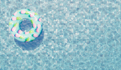 Fototapeta na wymiar Inflatable ring floating in swimming pool