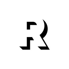Vector Geometric Shadow Letter R