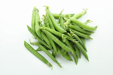 Tasty fresh green pea on white background