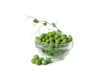 Fresh green pea isolated on white background