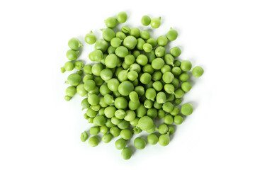 Green pea seeds isolated on white background