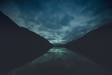 Star reflection at Lake Rotoiti, Nelson Lakes National Park, New Zealand