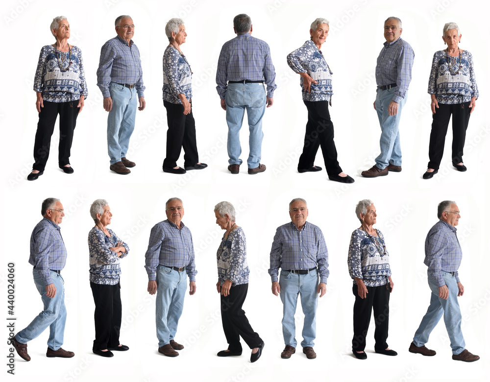 Wall mural line of various pose of same couple on white background