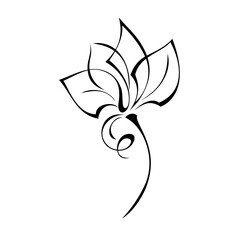 ornament 1818. one stylized blooming flower on a short stalk without leaves in black lines on a white background
