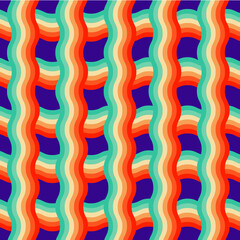 60s and 70s vibes Vintage Geo Art  waves Pattern Vector illustration. Trendy background pattern. Trendy wave pattern design. Waves colorful style wallpaper background. 