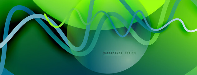 Abstract gradient background with wave line with shadow effect. Geometric composition. 3D shadow effects and fluid gradients